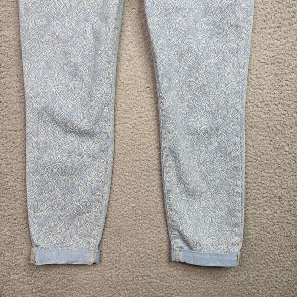 NYDJ Rachel Roll Cuff Ankle Jeans Women’s 6 Blue Paisley Print Mid Rise - Picture 6 of 15